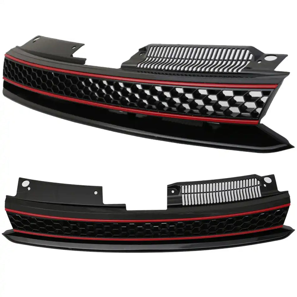 2010-2014 Volkswagen Golf 6 GTI Style Black Red Front Mesh Grille ABS
