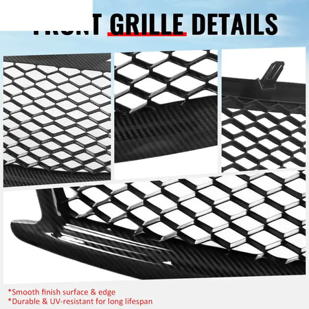 2010-2015 Infiniti G37 G25 Q40 Sedan Honeycomb Style Front Bumper Upper Grille Replacement Carbon Fiber Print ABS