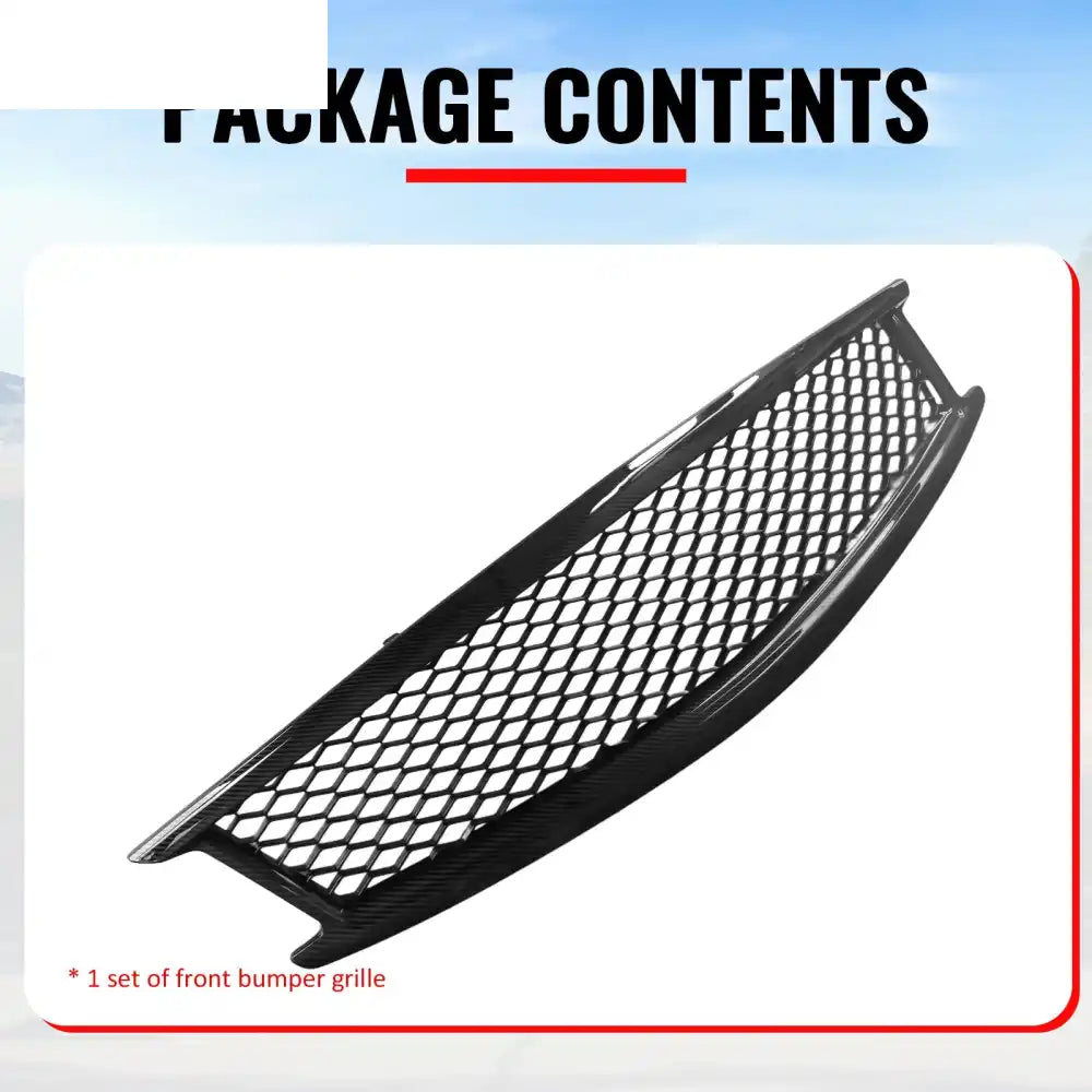 2010-2015 Infiniti G37 G25 Q40 Sedan Honeycomb Style Front Bumper Upper Grille Replacement Carbon Fiber Print ABS