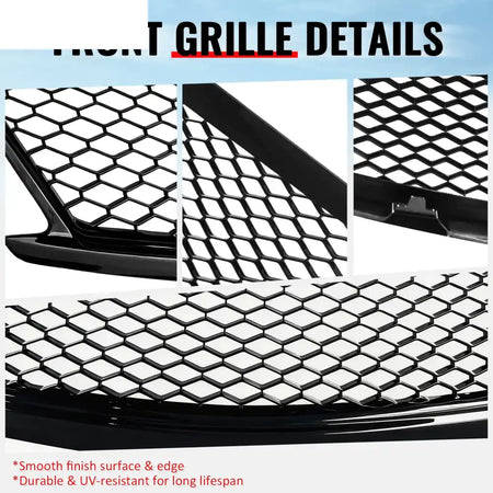 2010-2015 Infiniti G37 G25 Q40 Sedan Honeycomb Style Front Bumper Upper Grille Replacement Gloss Black ABS Gloss Black