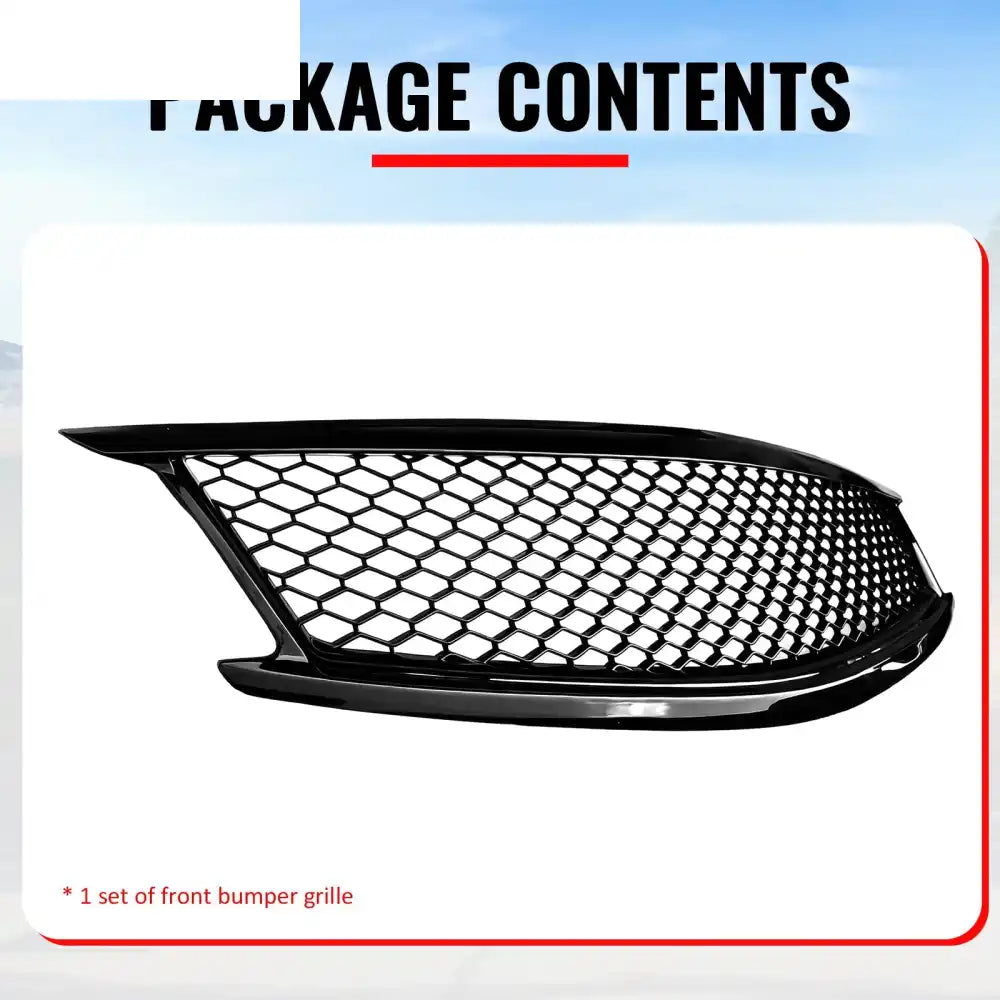 2010-2015 Infiniti G37 G25 Q40 Sedan Honeycomb Style Front Bumper Upper Grille Replacement Gloss Black ABS Gloss Black
