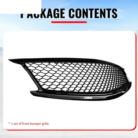 2010-2015 Infiniti G37 G25 Q40 Sedan Honeycomb Style Front Bumper Upper Grille Replacement Gloss Black ABS Gloss Black