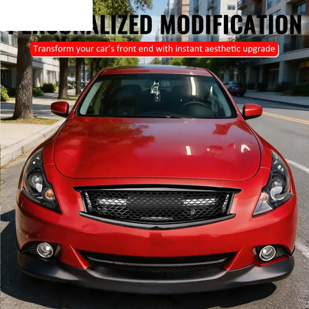 2010-2015 Infiniti G37 G25 Q40 Sedan Honeycomb Style Front Bumper Upper Grille Replacement Matte Black ABS Matte Black