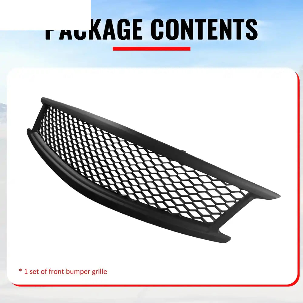 2010-2015 Infiniti G37 G25 Q40 Sedan Honeycomb Style Front Bumper Upper Grille Replacement Matte Black ABS Matte Black