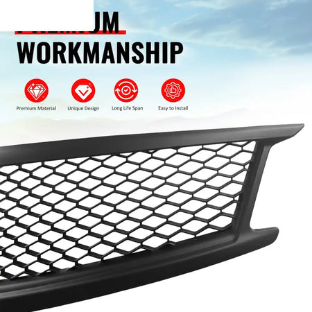2010-2015 Infiniti G37 G25 Q40 Sedan Honeycomb Style Front Bumper Upper Grille Replacement Matte Black ABS Matte Black