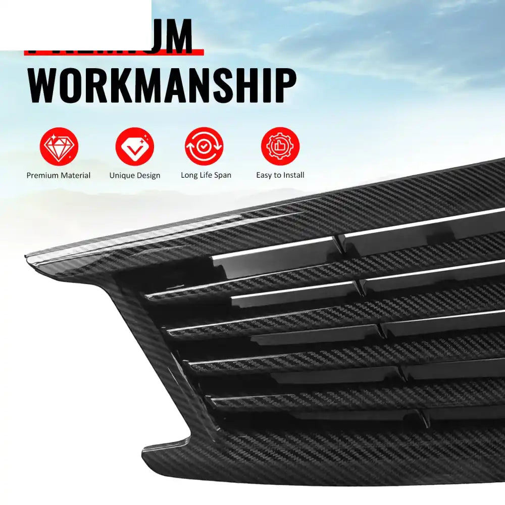 2010-2015 Infiniti G37 G25 Q40 Sedan OE Style Front Bumper Upper Grille Replacement Carbon Fiber Print ABS Carbon Fiber
