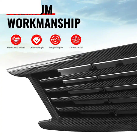2010-2015 Infiniti G37 G25 Q40 Sedan OE Style Front Bumper Upper Grille Replacement Carbon Fiber Print ABS Carbon Fiber