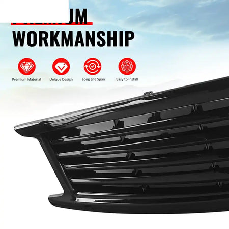 2010-2015 Infiniti G37 G25 Q40 Sedan OE Style Front Bumper Upper Grille Replacement Gloss Black ABS Gloss Black