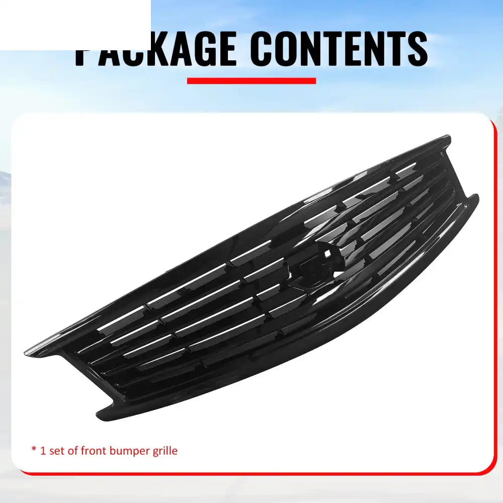 2010-2015 Infiniti G37 G25 Q40 Sedan OE Style Front Bumper Upper Grille Replacement Gloss Black ABS Gloss Black