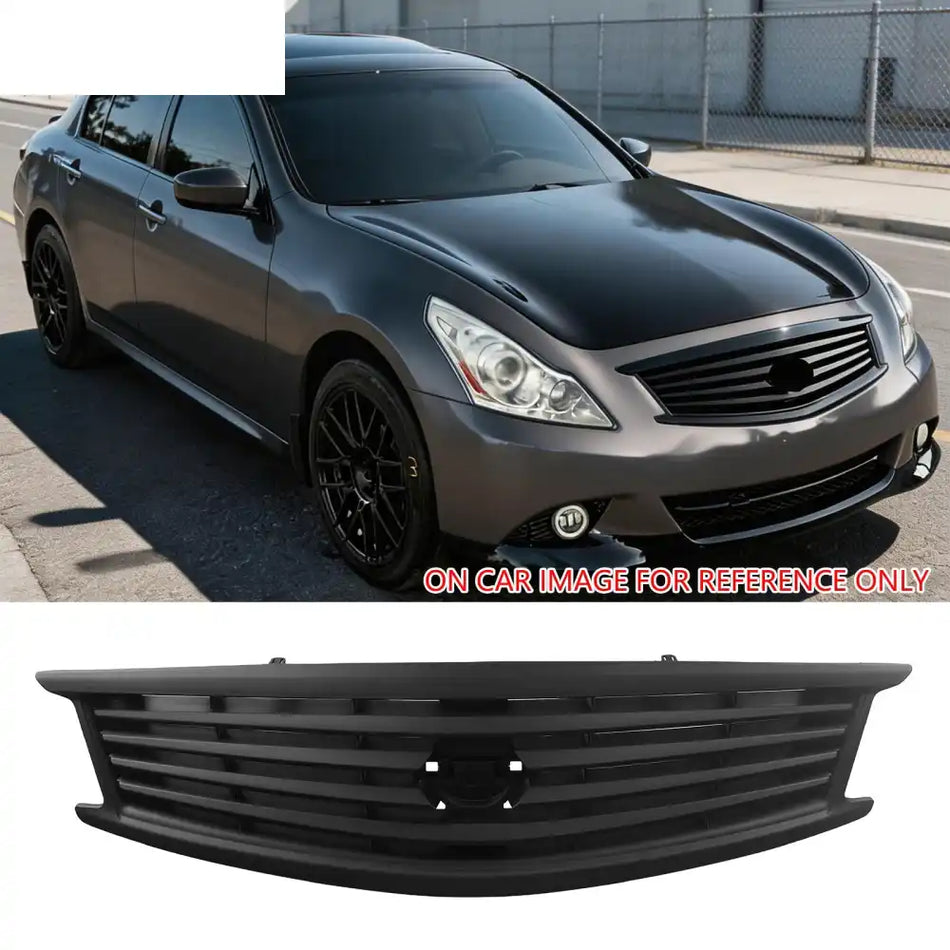 2010-2015 Infiniti G37 G25 Q40 Sedan OE Style Front Bumper Upper Grille Replacement Matte Black ABS Matte Black