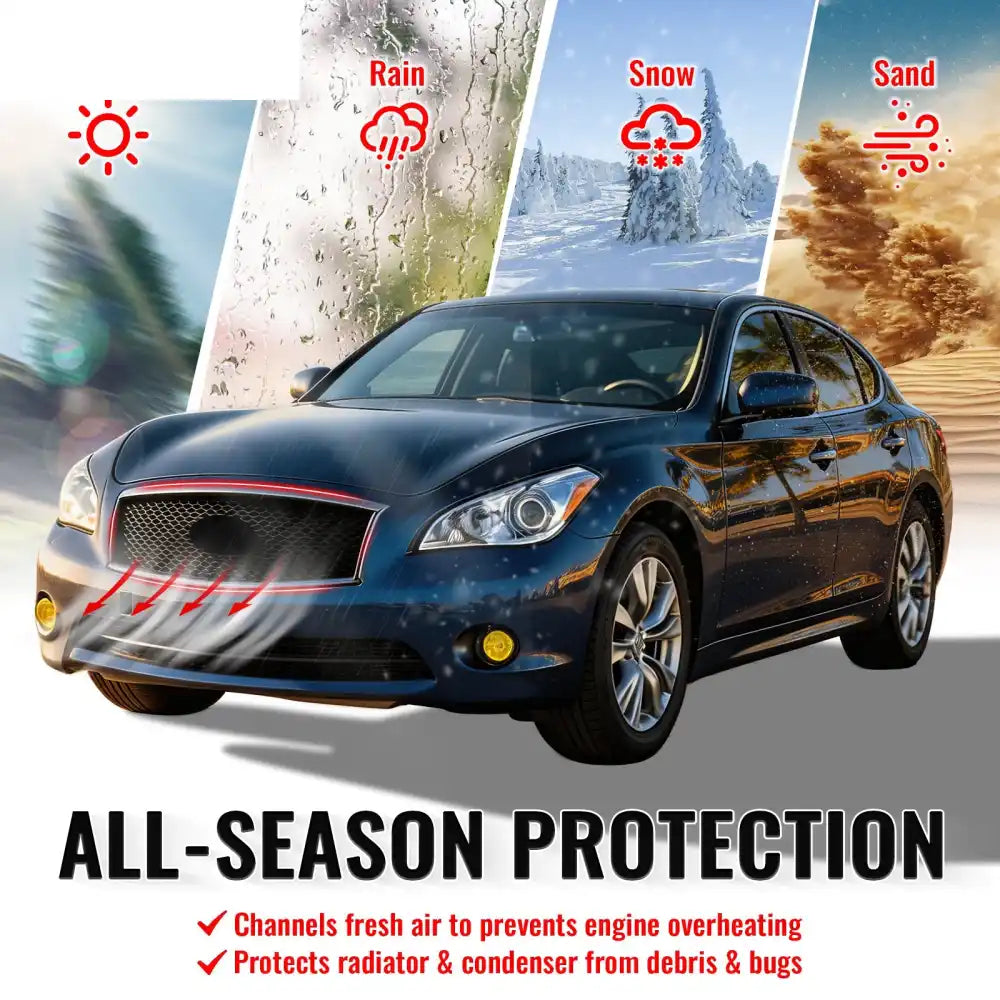 2011-2013 Infiniti M56 M35h M37& 2014-2015 Q70 Honeycomb Style Front Bumper Upper Grille Replacement Gloss Black ABS