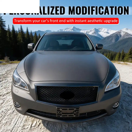2011-2013 Infiniti M56 M35h M37& 2014-2015 Q70 Honeycomb Style Front Bumper Upper Grille Replacement Gloss Black ABS