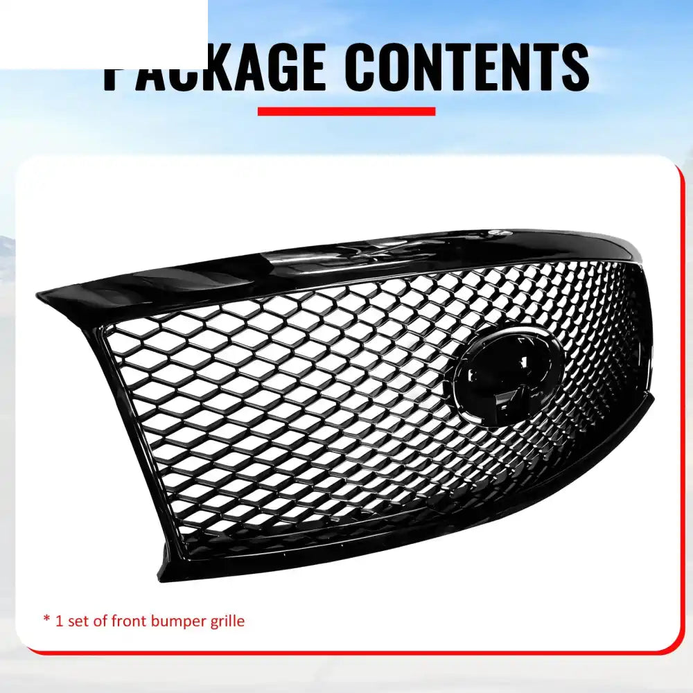 2011-2013 Infiniti M56 M35h M37& 2014-2015 Q70 Honeycomb Style Front Bumper Upper Grille Replacement Gloss Black ABS