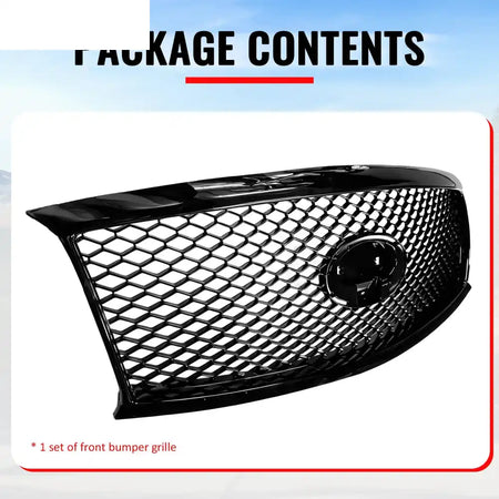 2011-2013 Infiniti M56 M35h M37& 2014-2015 Q70 Honeycomb Style Front Bumper Upper Grille Replacement Gloss Black ABS