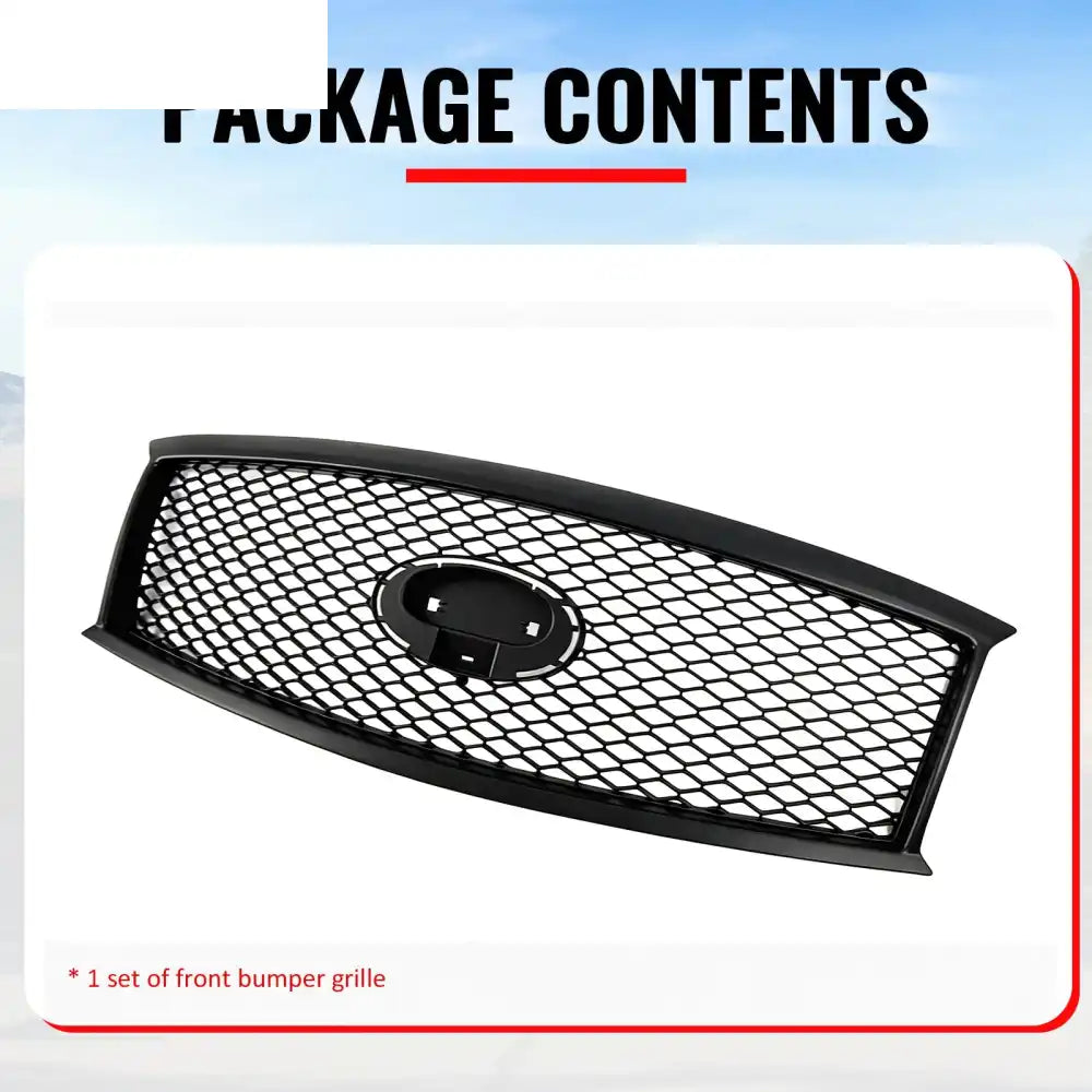 2011-2013 Infiniti M56 M35h M37& 2014-2015 Q70 Honeycomb Style Front Bumper Upper Grille Replacement Matte Black ABS