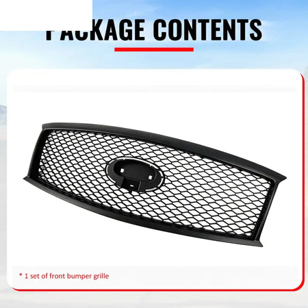 2011-2013 Infiniti M56 M35h M37& 2014-2015 Q70 Honeycomb Style Front Bumper Upper Grille Replacement Matte Black ABS