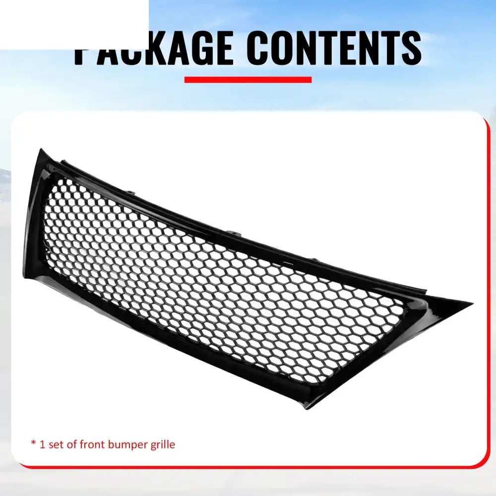 2011-2013 Lexus IS 250 IS350 Sedan Honeycomb Style Front Bumper Upper Grille Replacement Gloss Black ABS Gloss Black