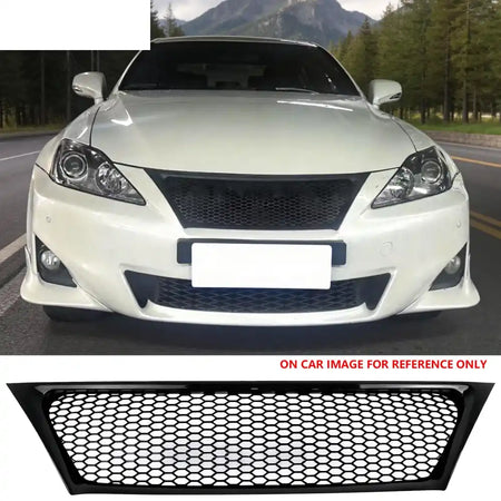 2011-2013 Lexus IS 250 IS350 Sedan Honeycomb Style Front Bumper Upper Grille Replacement Gloss Black ABS Gloss Black