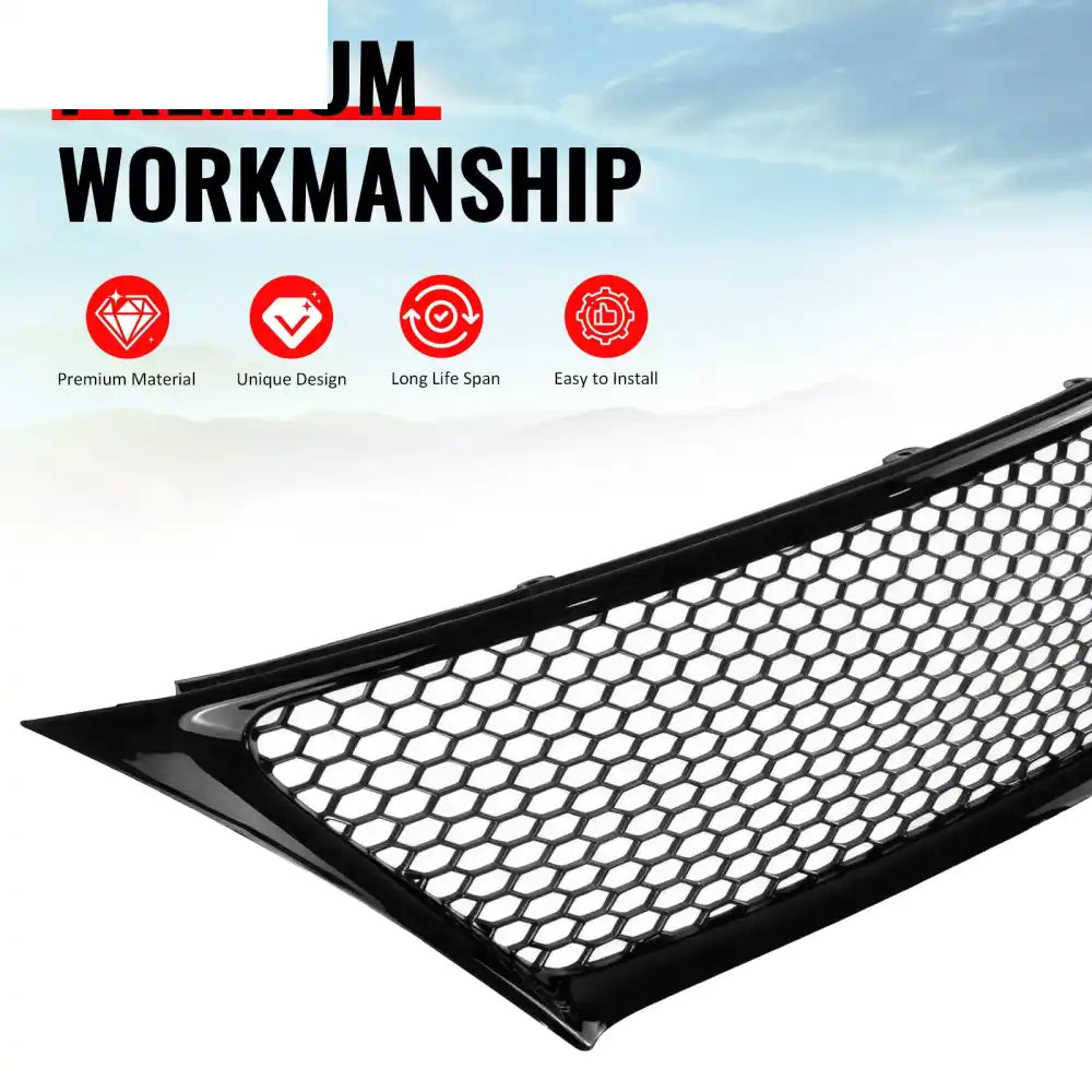 2011-2013 Lexus IS 250 IS350 Sedan Honeycomb Style Front Bumper Upper Grille Replacement Gloss Black ABS Gloss Black