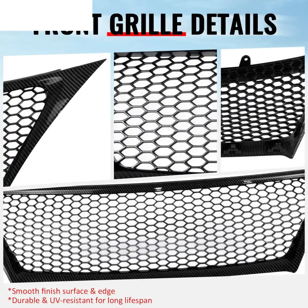 2011-2013 Lexus IS250 IS350 Sedan Honeycomb Style Front Bumper Upper Grille Replacement Carbon Fiber Print ABS Carbon