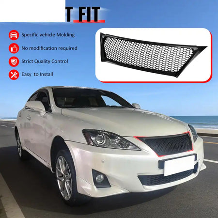 2011-2013 Lexus IS250 IS350 Sedan Honeycomb Style Front Bumper Upper Grille Replacement Carbon Fiber Print ABS Carbon