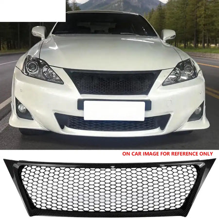 2011-2013 Lexus IS250 IS350 Sedan Honeycomb Style Front Bumper Upper Grille Replacement Carbon Fiber Print ABS Carbon