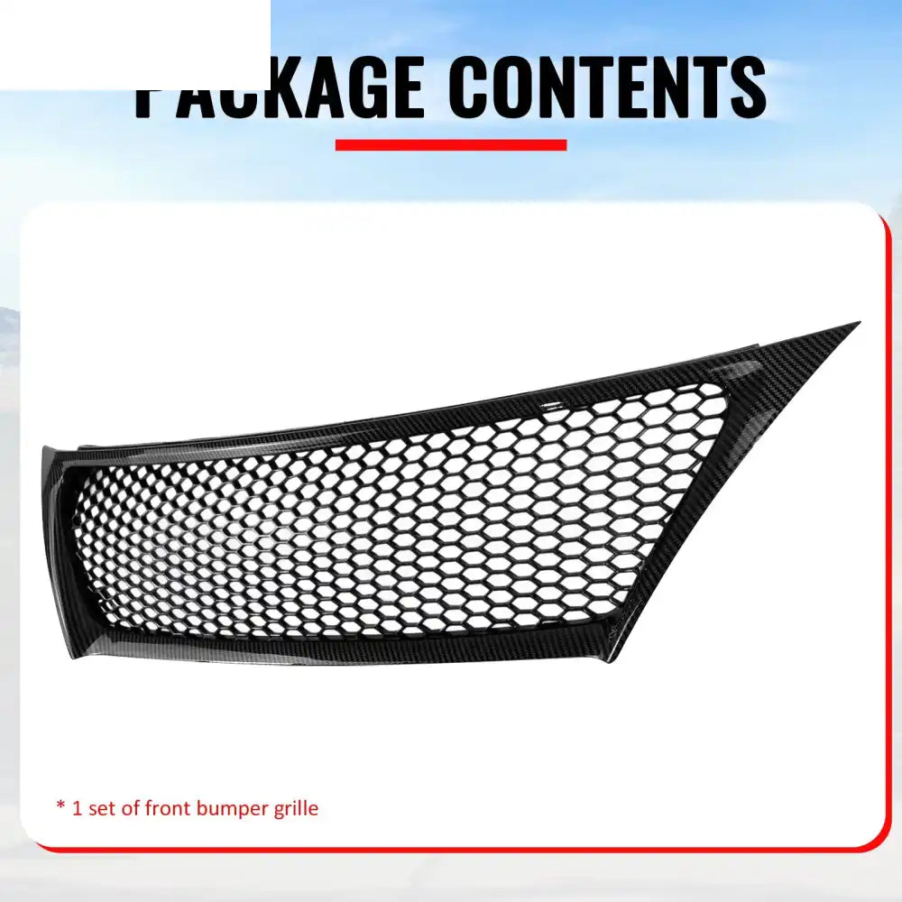 2011-2013 Lexus IS250 IS350 Sedan Honeycomb Style Front Bumper Upper Grille Replacement Carbon Fiber Print ABS Carbon
