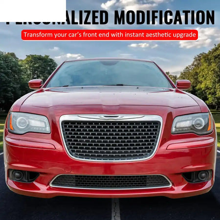 2011-2014 Chrysler 300 SRT8 Front Bumper Lower Grille SRT8 Style Chrome& Gloss Black ABS Mesh Grill Replacement Chrome&