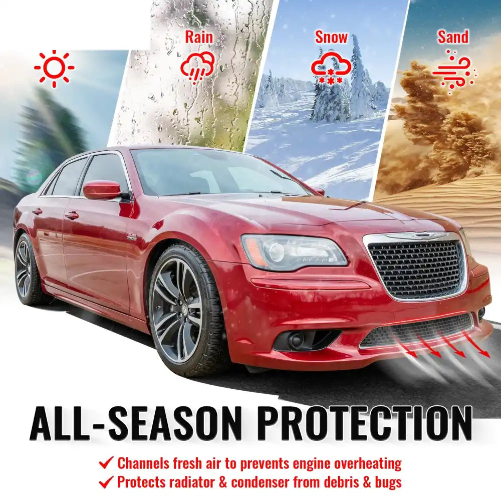 2011-2014 Chrysler 300 SRT8 Front Bumper Lower Grille SRT8 Style Chrome& Gloss Black ABS Mesh Grill Replacement Chrome&
