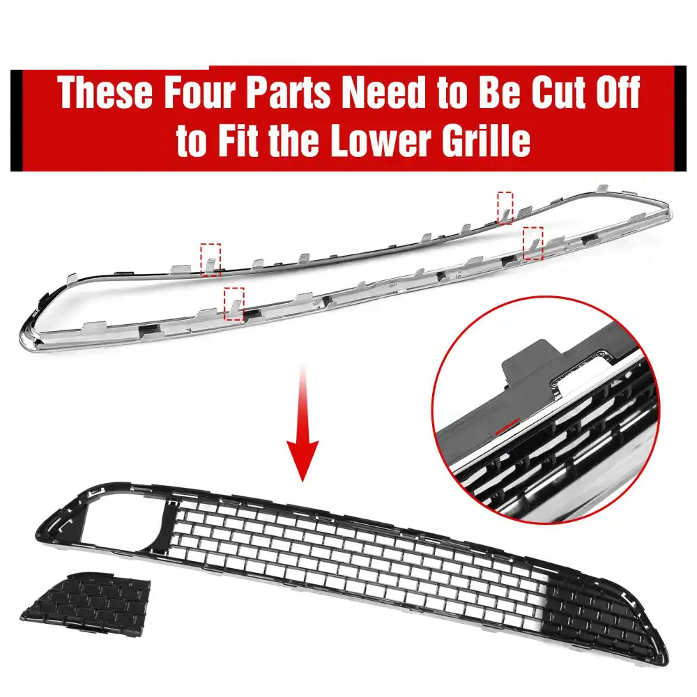 2011-2014 Chrysler 300 SRT8 Front Bumper Lower Grille SRT8 Style Chrome& Gloss Black ABS Mesh Grill Replacement Chrome&