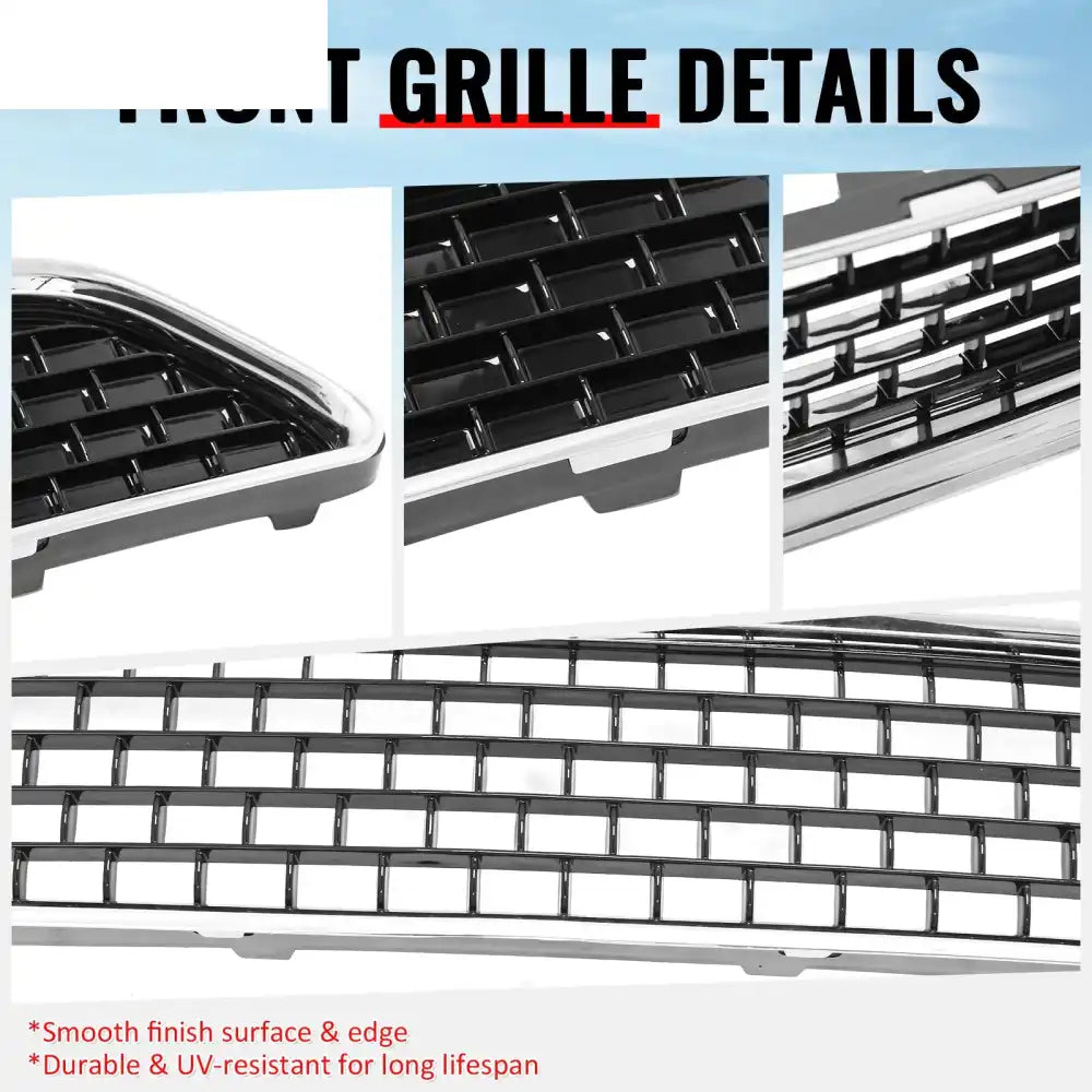 2011-2014 Chrysler 300 SRT8 Front Bumper Lower Grille SRT8 Style Chrome& Gloss Black ABS Mesh Grill Replacement Chrome&
