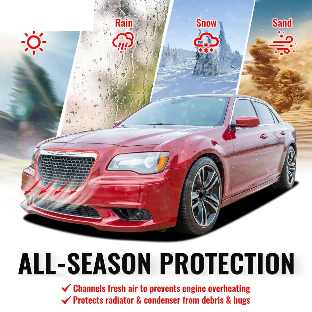 2011-2014 Chrysler 300 SRT8 Style Front Bumper Upper Grille Chrome& Gloss Black ABS Mesh Grill Replacement Chrome&