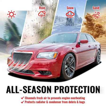 2011-2014 Chrysler 300 SRT8 Style Front Bumper Upper Grille Chrome& Gloss Black ABS Mesh Grill Replacement Chrome&