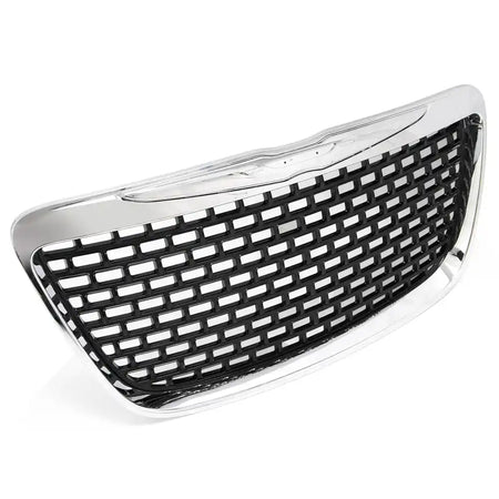 2011-2014 Chrysler 300 SRT8 Style Front Bumper Upper Grille Chrome& Gloss Black ABS Mesh Grill Replacement Chrome&