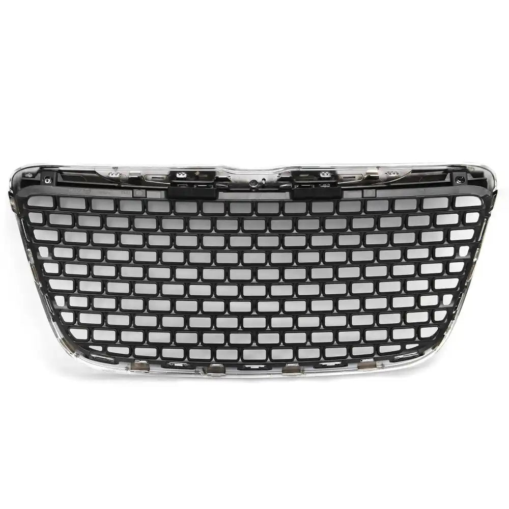 2011-2014 Chrysler 300 SRT8 Style Front Bumper Upper Grille Chrome& Gloss Black ABS Mesh Grill Replacement Chrome&