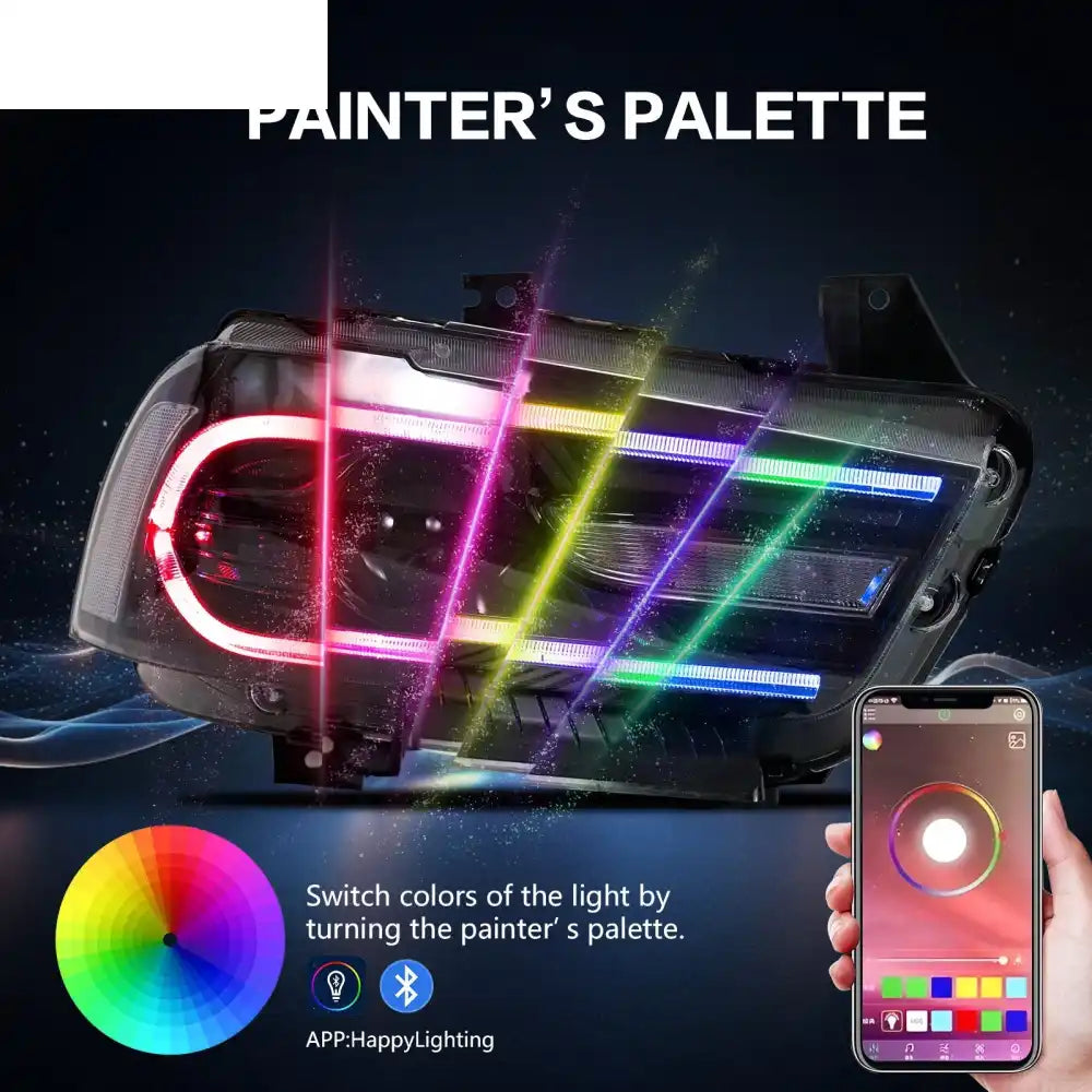 2011-2014 Dodge Charger DRL LED Headlights Lamps with 8 Colors