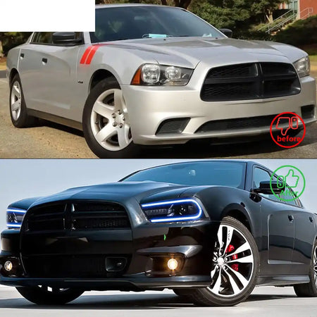 2011-2014 Dodge Charger DRL LED Headlights Lamps with 8 Colors