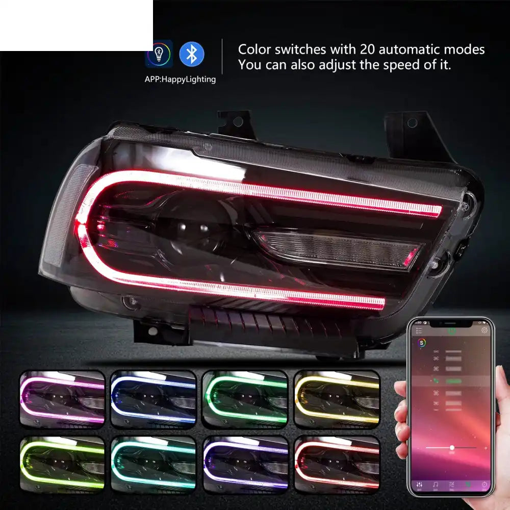 2011-2014 Dodge Charger DRL LED Headlights Lamps with 8 Colors