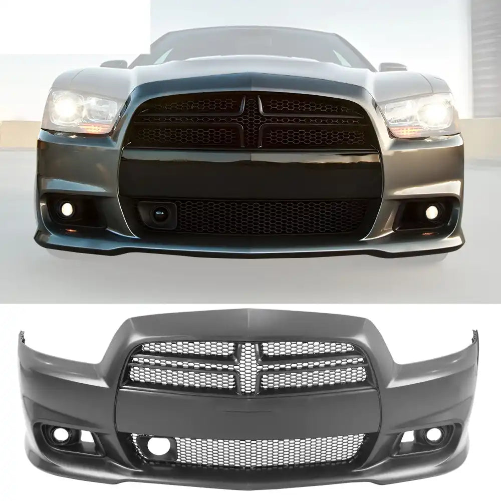 2011-2014 Dodge Charger Front Bumper Conversion Grilles SRT8 Style Black PP