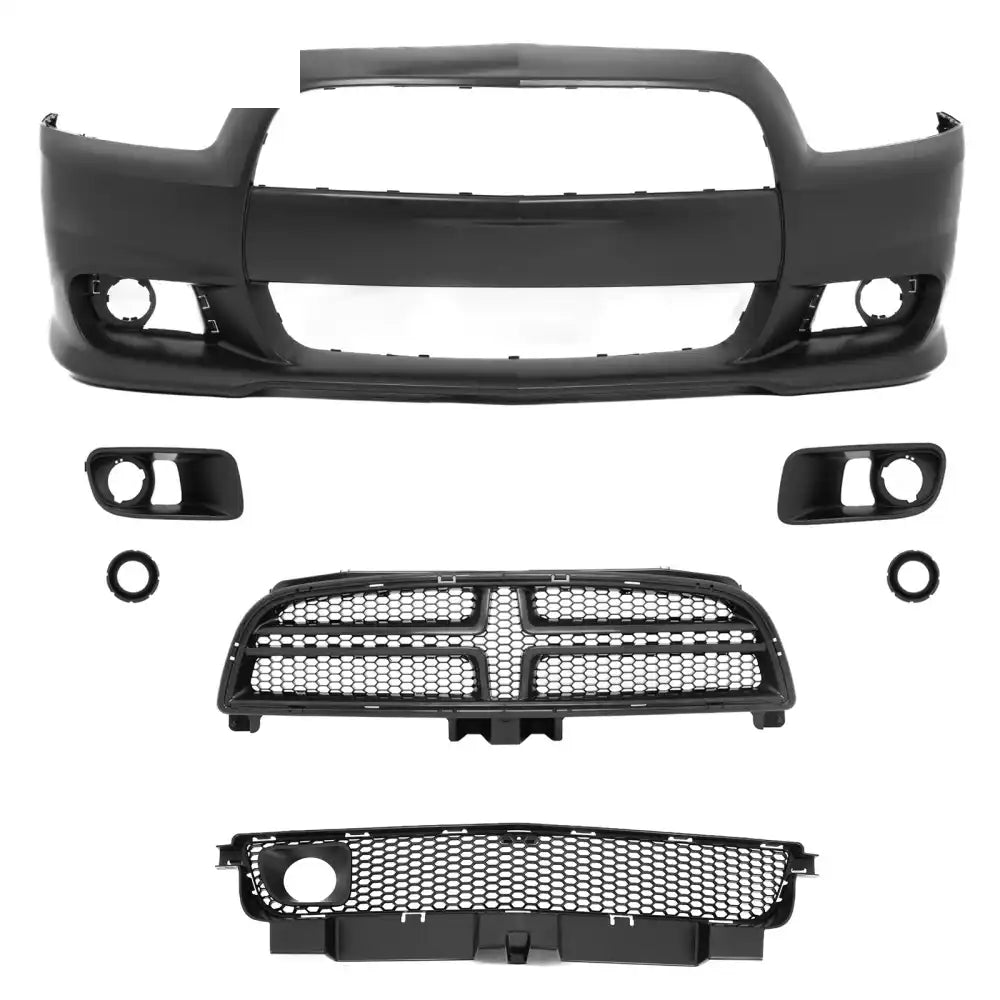 2011-2014 Dodge Charger Front Bumper Conversion Grilles SRT8 Style Black PP