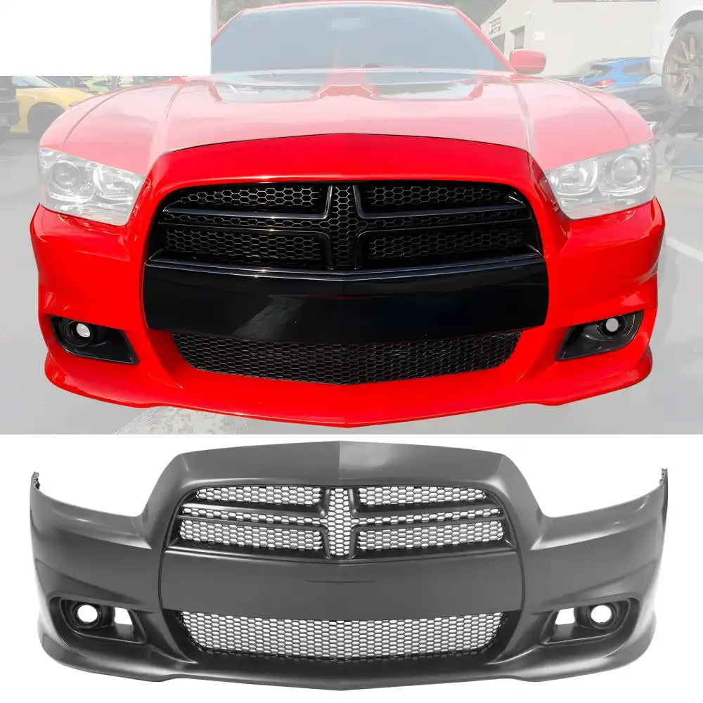 2011-2014 Dodge Charger SRT8 Front Bumper Cover + Grilles Unpainted PP