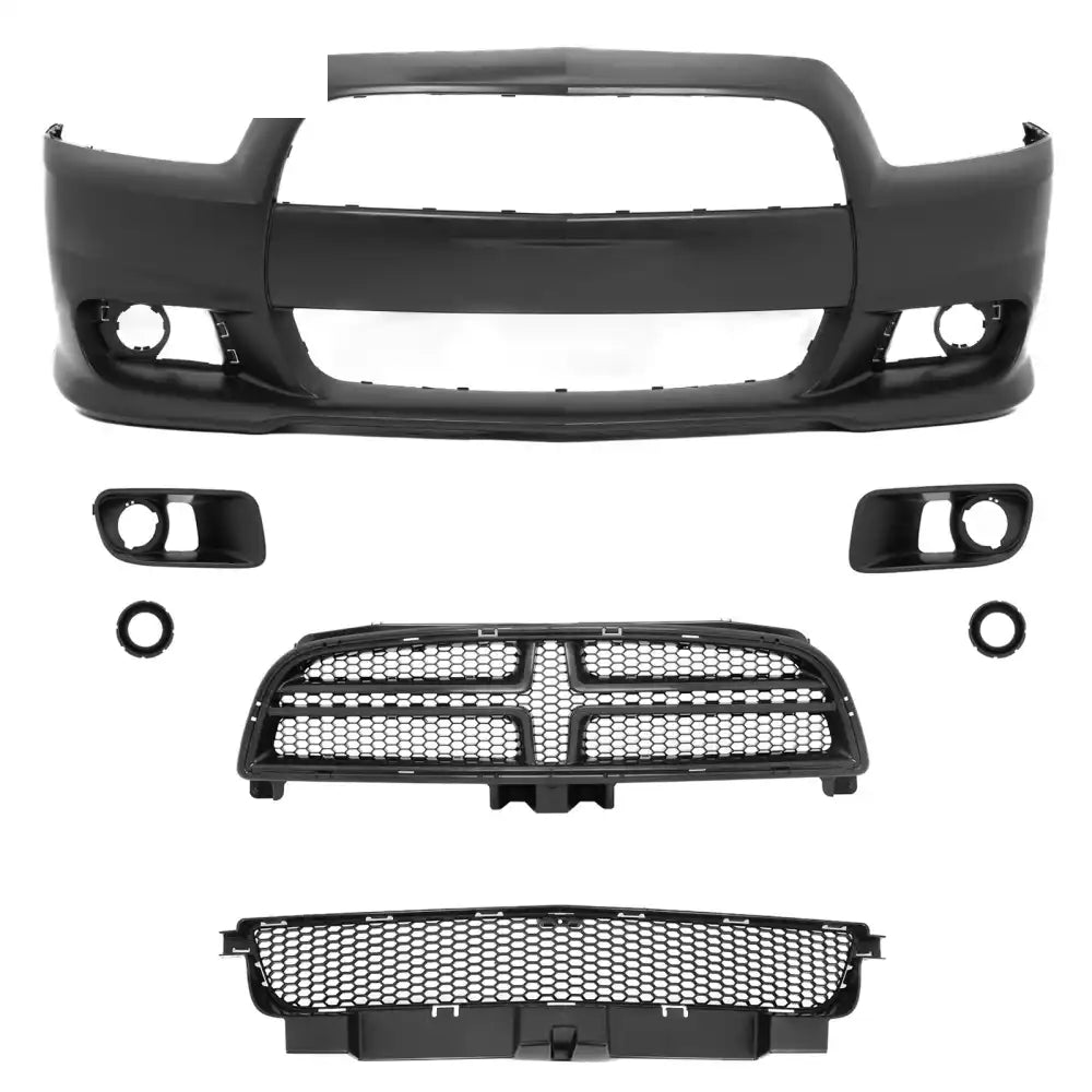 2011-2014 Dodge Charger SRT8 Front Bumper Cover + Grilles Unpainted PP