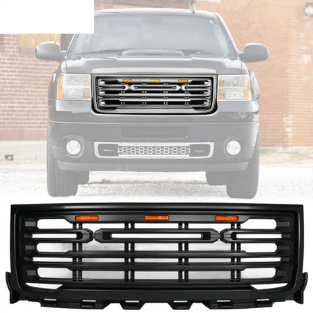 2011-2014 GMC Sierra 2500 3500 Front Bumper Hood Grille Guard Grill Matte Black