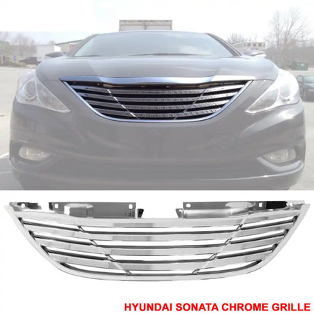 2011-2014 Hyundai Sonata Front Upper Mesh Grille Chrome Horizon ABS