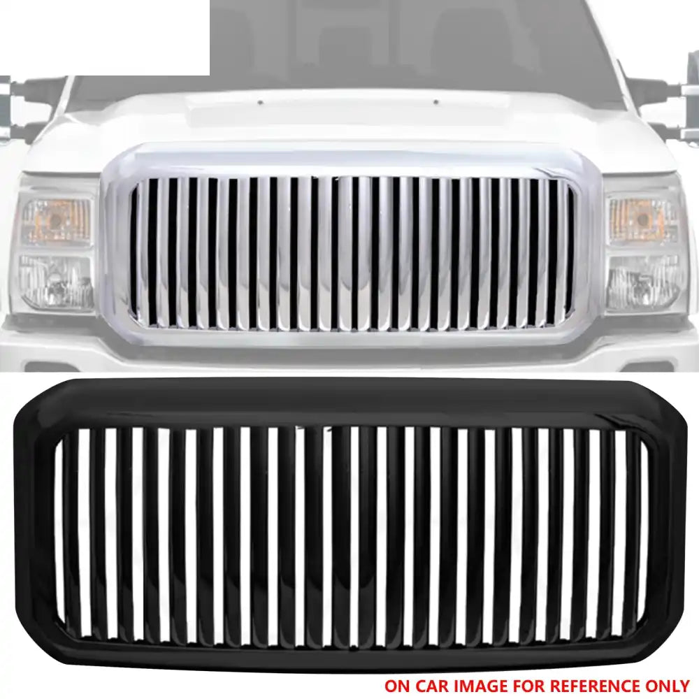 2011-2015 Ford F-250 F-350 Vertical Style Black Front Upper Grille ABS Black
