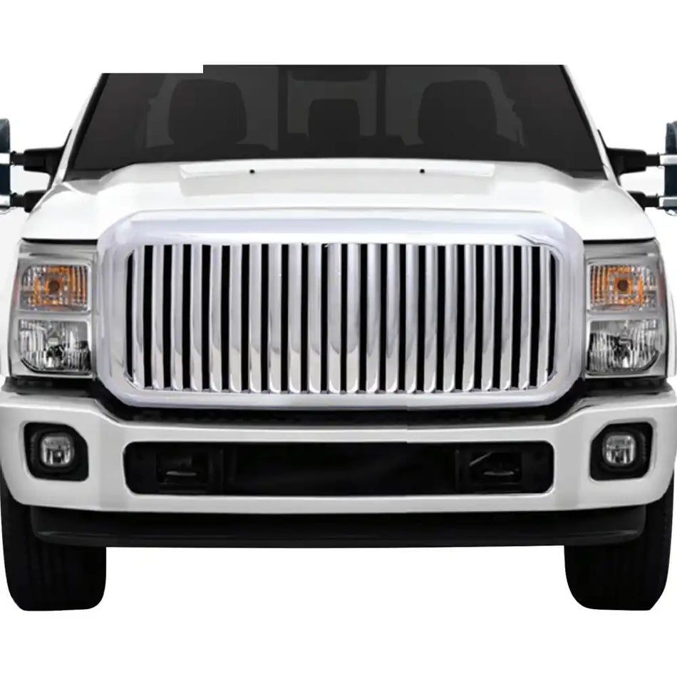 2011-2015 Ford F-250 F-350 Vertical Style Chrome Front Grille ABS Chrome