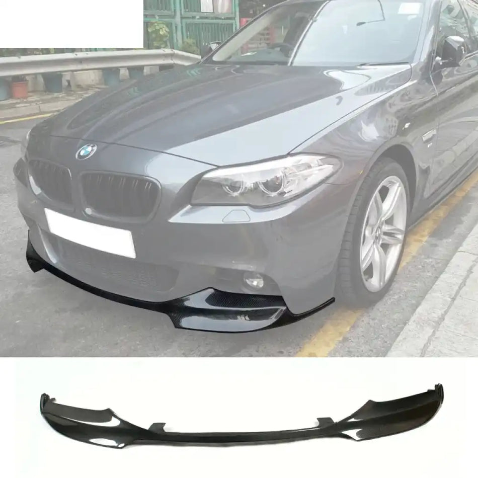 2011-2016 BMW 5 Series F10 V Style Front Bumper Lip Carbon Fiber Carbon Fiber
