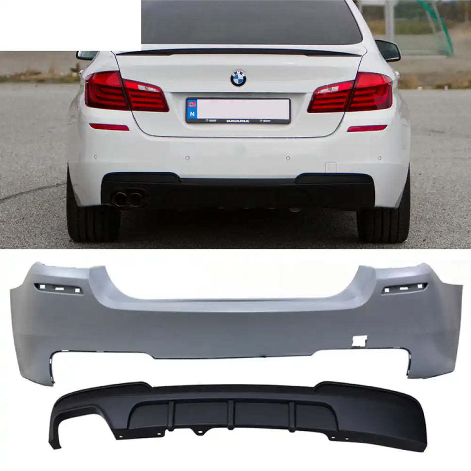 2011-2016 BMW F10 528i MP Style Twin Muffler Single Outlet Rear Bumper