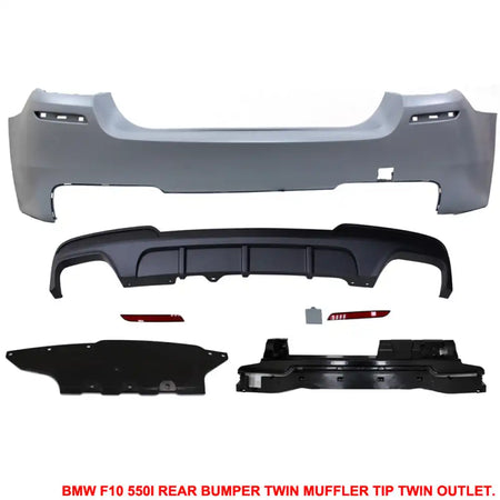 2011-2016 BMW F10 M-P Style Twin Muffler Dual Outlet Rear Bumper PP