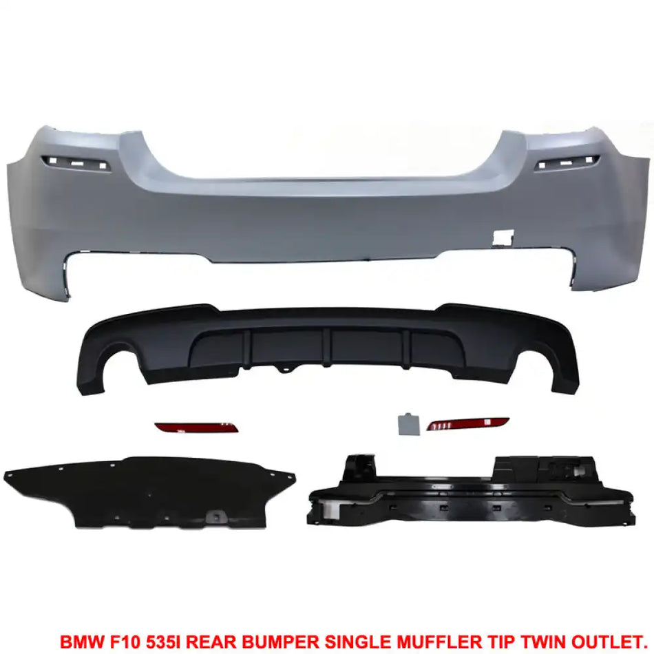 2011-2016 F10 535i MP Style Single Muffler Twin Outlet Rear Bumper